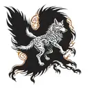 wolf walking up to heaven vs hell tattoo design idea