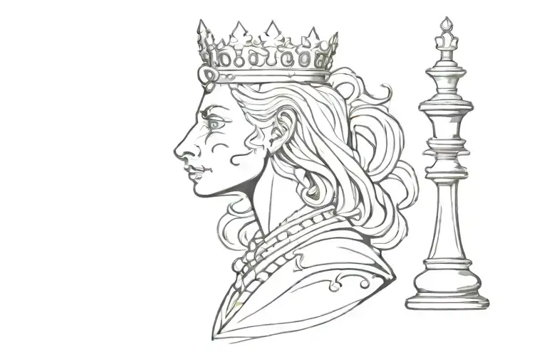 queen chess piece tattoo design idea
