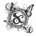 An infinity symbol made of intertwined stars and moons, with a delicate feather and butterfly in the design tattoo design idea