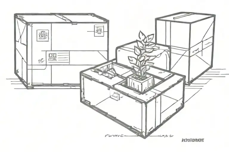 warehouse box with rounded corners, resting on a pallet tattoo design idea