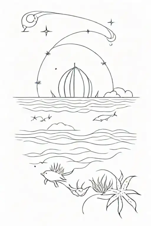 simple ocean themed tattoo inspired  tattoo design idea