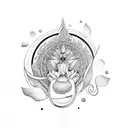 Yoga with Gemini tattoo design idea