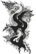 BlackOut Tribal line art style tattoo design idea
