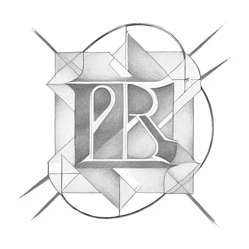 abstract line drawing representing the letter R and N tattoo design idea