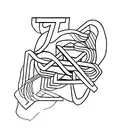 abstract line drawing representing the letter R and N tattoo design idea