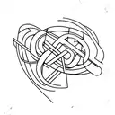 abstract line drawing representing the letter R and N tattoo design idea