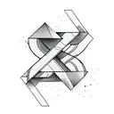 abstract line drawing representing the letter R and N tattoo design idea