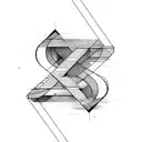 abstract line drawing representing the letter R and N tattoo design idea