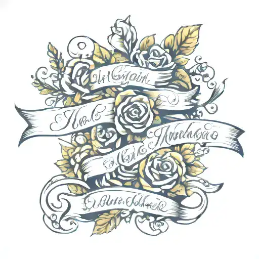 Megan and Joe's Wedding written on a banner tattoo design idea