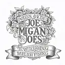Megan and Joe's Wedding written on a banner tattoo design idea