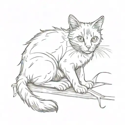 cat playing tattoo design idea