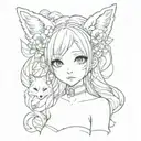 cute anime fox girl tattoo design idea