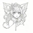 cute anime fox girl tattoo design idea