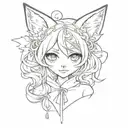 cute anime fox girl tattoo design idea