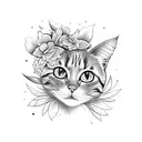 2 cats with flower tattoo design idea