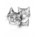 2 cats with flower tattoo design idea
