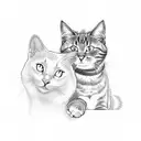 2 cats with flower tattoo design idea