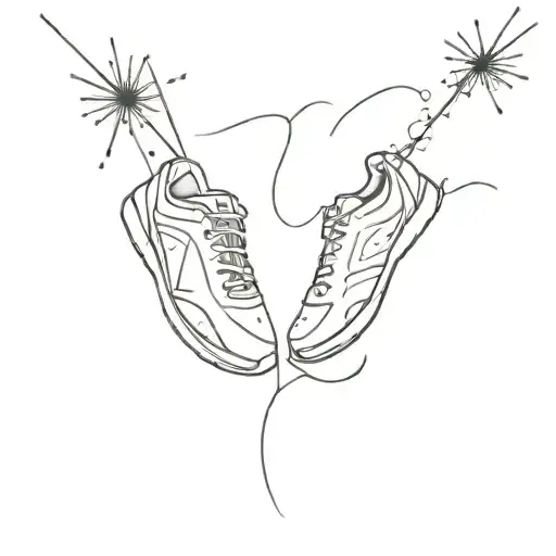 running shoe fireworks exploding tattoo design idea