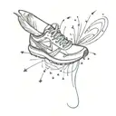 running shoe fireworks exploding tattoo design idea