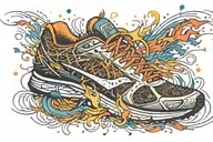 running shoe fireworks emanating tattoo design idea