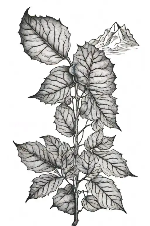 aspen leaf and mountain range tattoo design idea