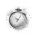 Create a tattoo design that visually captures the moment when time seemed to freeze, marking the beginning of a new life tattoo design idea