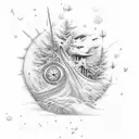 Create a tattoo design that visually captures the moment when time seemed to freeze, marking the beginning of a new life tattoo design idea