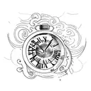 Create a tattoo design that visually captures the moment when time seemed to freeze, marking the beginning of a new life tattoo design idea