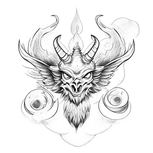 Baphomet and Raven tattoo design idea