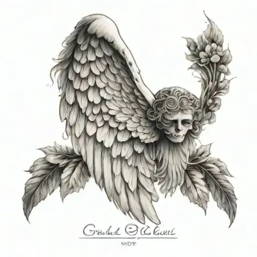 An angel wing design with a halo above it, symbolizing the presence of your deceased parents watching over you tattoo design idea