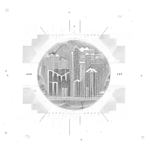 A Miami skyline with soundwaves forming the buildings tattoo design idea