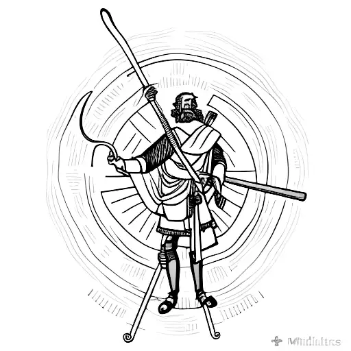 Marcus Aurelius holding a scythe  tattoo design idea