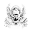 Marcus Aurelius with wings doing zyzz pose tattoo design idea