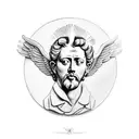 Marcus Aurelius with wings doing zyzz pose tattoo design idea
