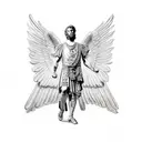 Marcus Aurelius with wings doing zyzz pose tattoo design idea