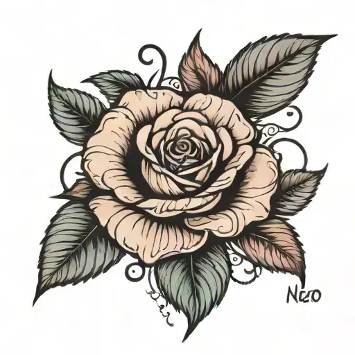 rose veins wrapped around name tattoo tattoo design idea