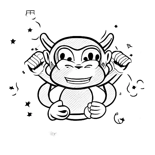 laying monkey tattoo design idea