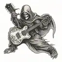 grim reaper playing guitar tattoo design idea