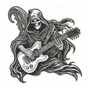 grim reaper playing guitar tattoo design idea