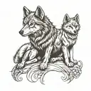 wolf and a baby wolf tattoo design idea
