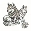wolf and a baby wolf tattoo design idea
