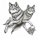 wolf and a baby wolf tattoo design idea