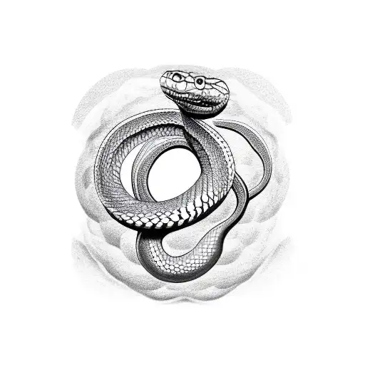 A snake shedding its skin in a mesmerizing dotwork pattern symbolizing rebirth and transformation tattoo design idea