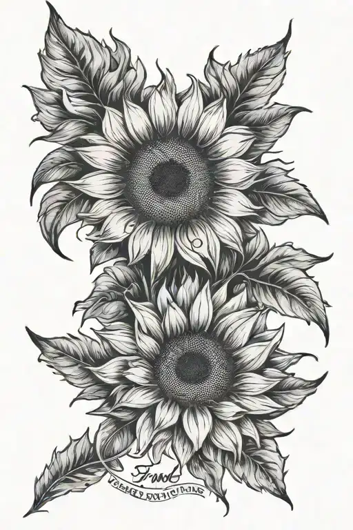 sunflower with "find someone who grows flowers in the darkest parts of you" tattoo design idea