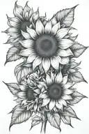 sunflower with "find someone who grows flowers in the darkest parts of you" tattoo design idea