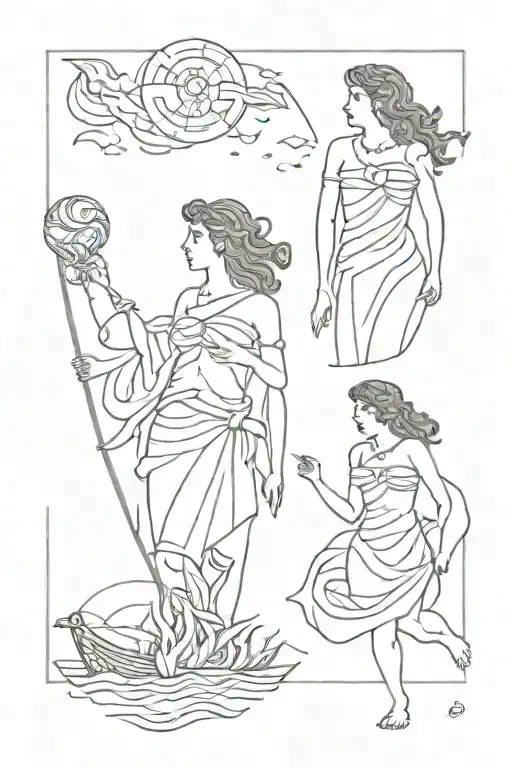 Odysseus and Sirens tattoo design idea