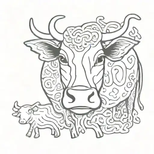 keith haring style + cow tattoo design idea