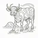 keith haring style + cow tattoo design idea