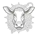 keith haring style + cow tattoo design idea