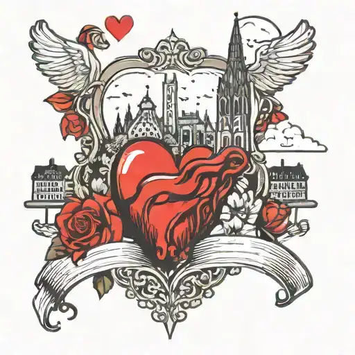 skyline cologne+heart+K tattoo design idea